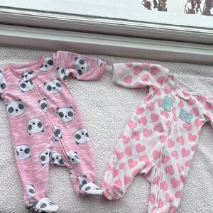 Simple Joys by Carters Pink and White Kids Footies with Cute Patterns